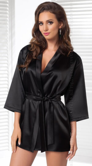 Aria Black Satin Robe