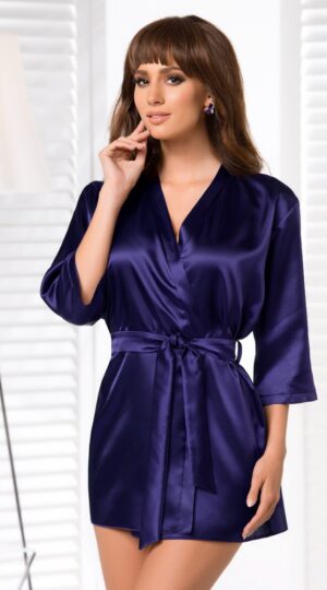 Aria Navy Satin Robe