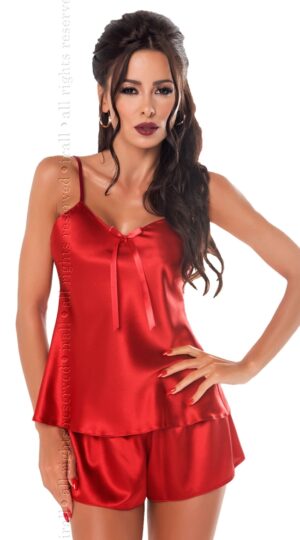 Aria Red Satin Cami Set