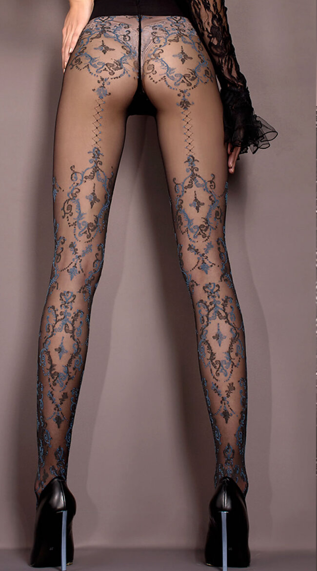 Blue Patterned Tights
