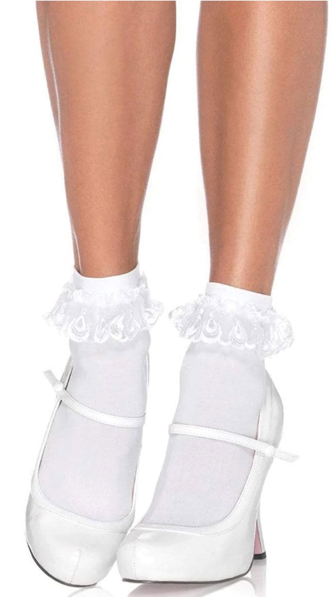White Ruffle Ankle Socks