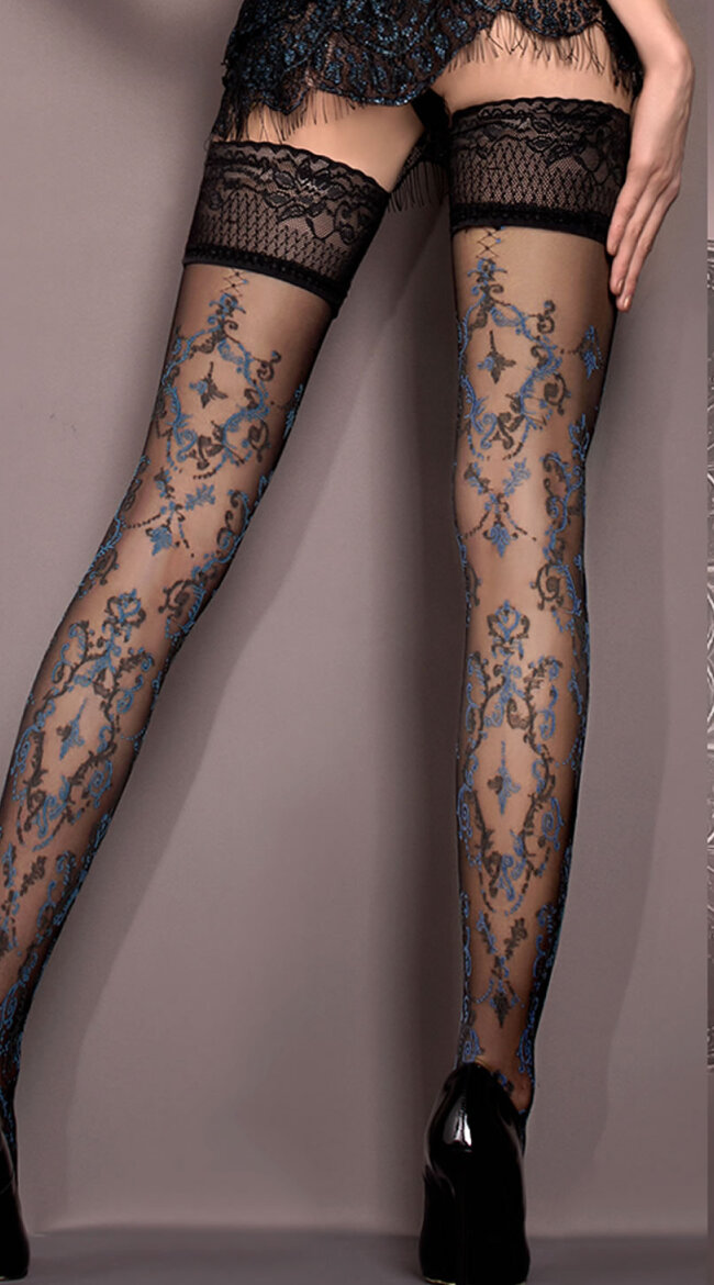 Black & Blue Patterned Hold Ups