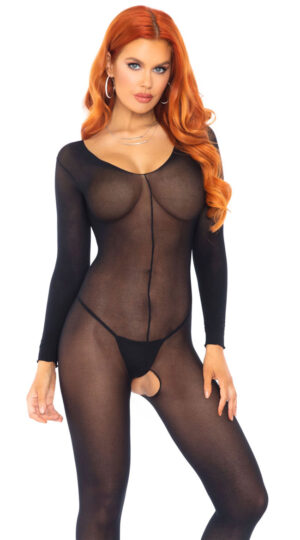 Black Sheer Long Sleeved Bodystocking