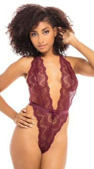 Alessa Wine Lace Bodysuit
