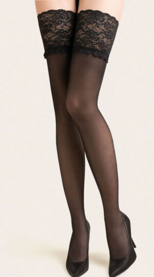 Black Deep Lace Hold Ups