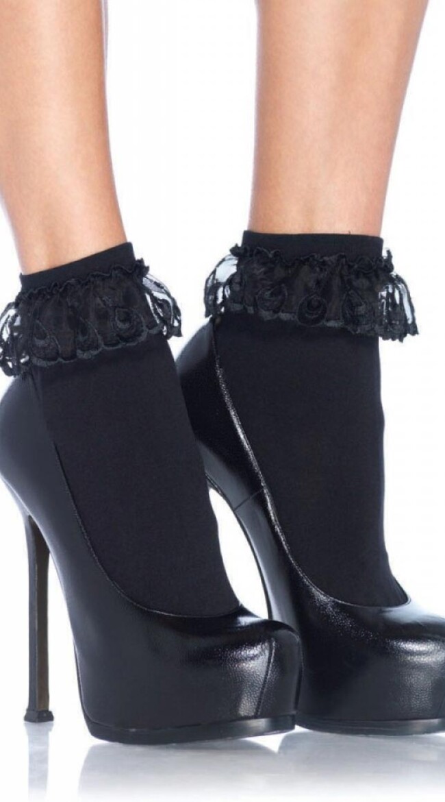 Black Frill Ankle Socks