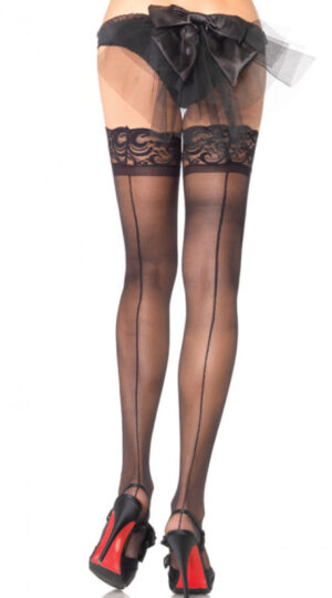 Black Seamed Hold Up Stockings