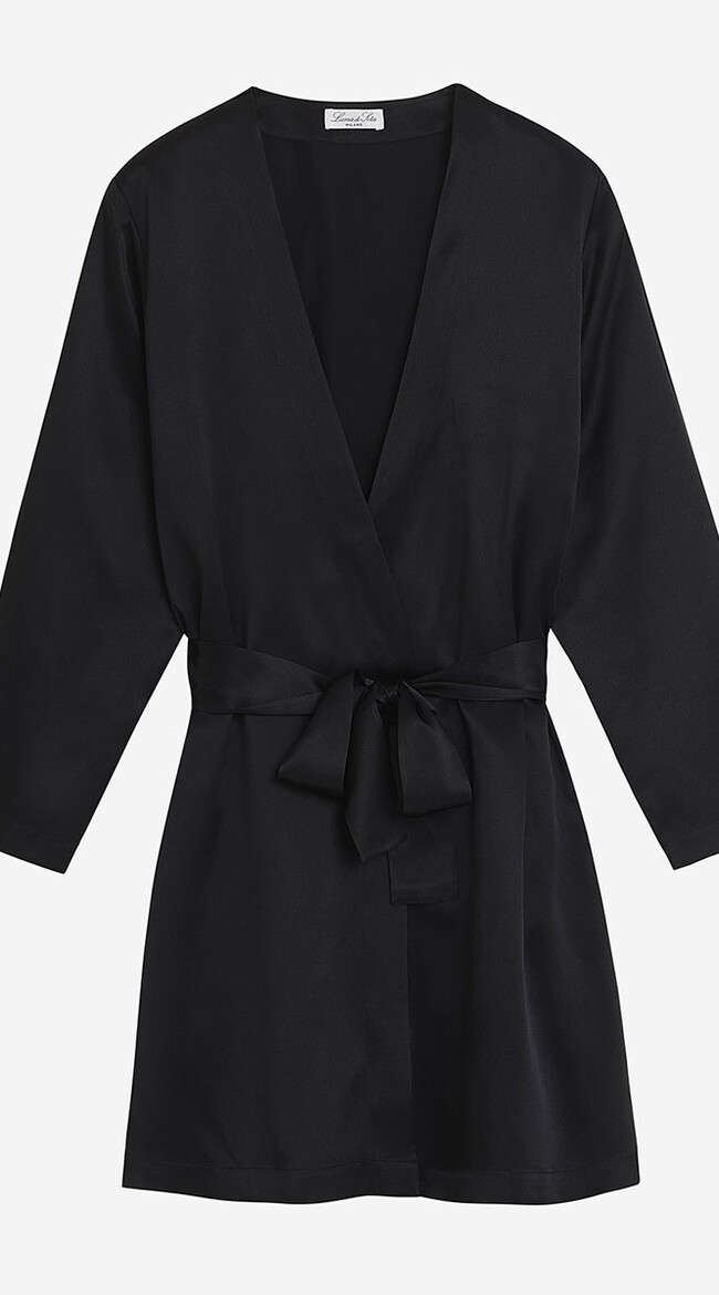 Black Silk Short Robe