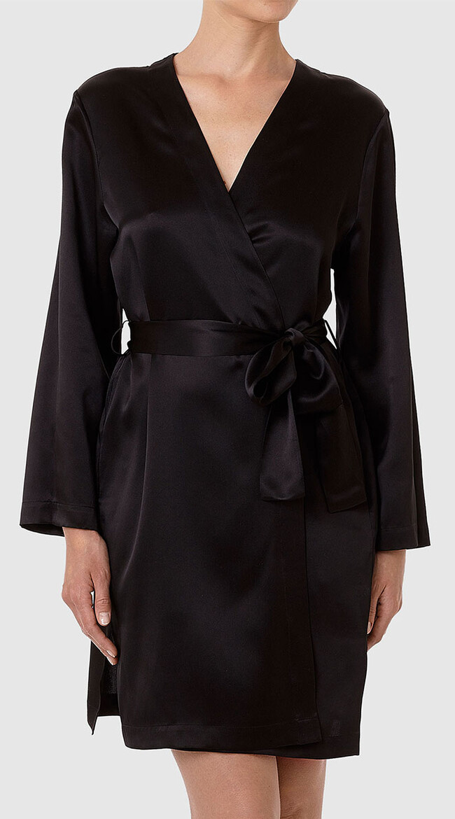 Black Silk Short Robe