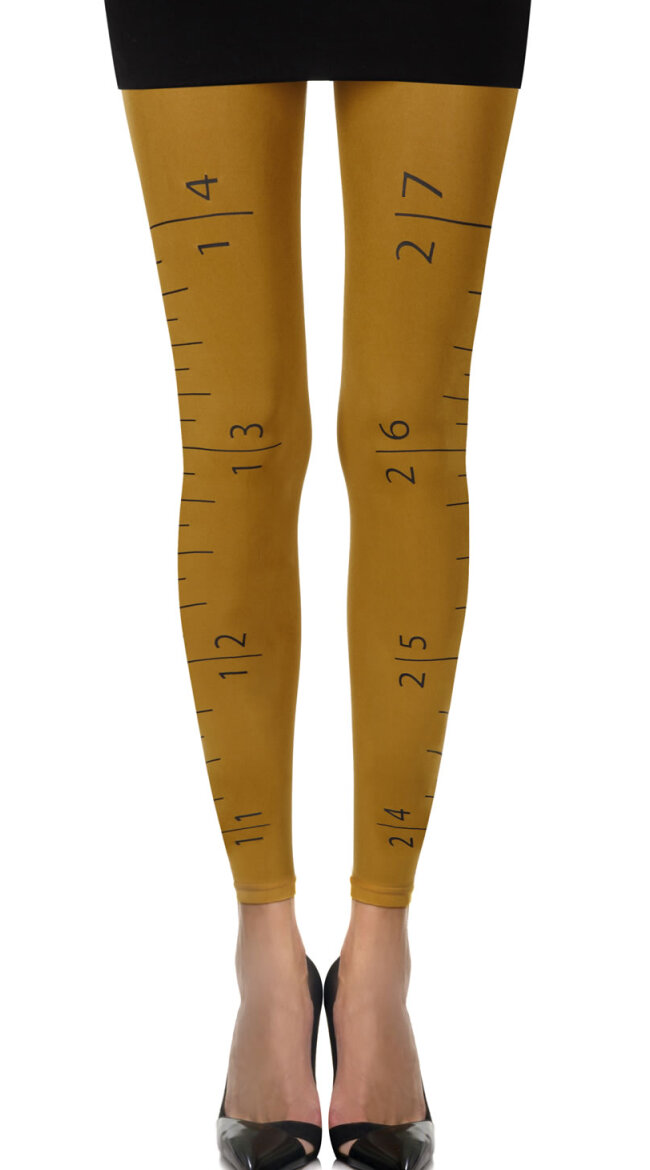 Mustard/Black Opaque Footless Tights