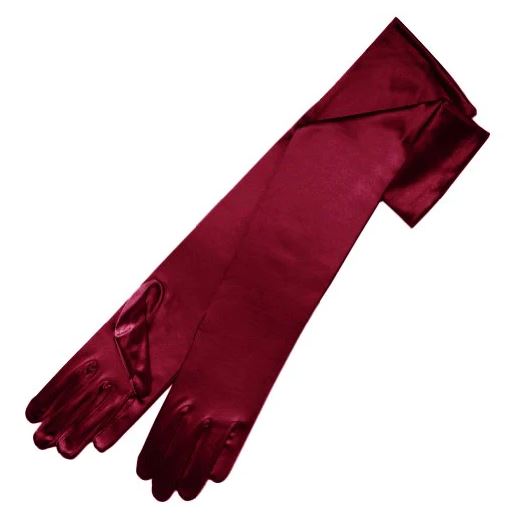 burgundy satin gloves