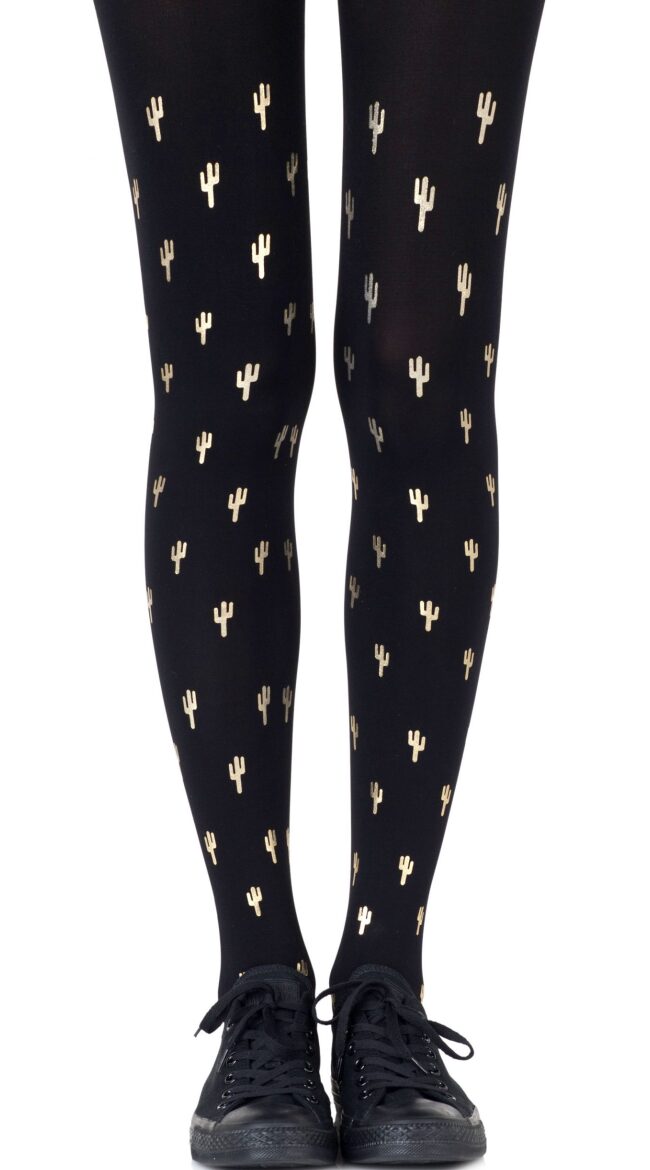 Black/Gold Prickly Pear Tights