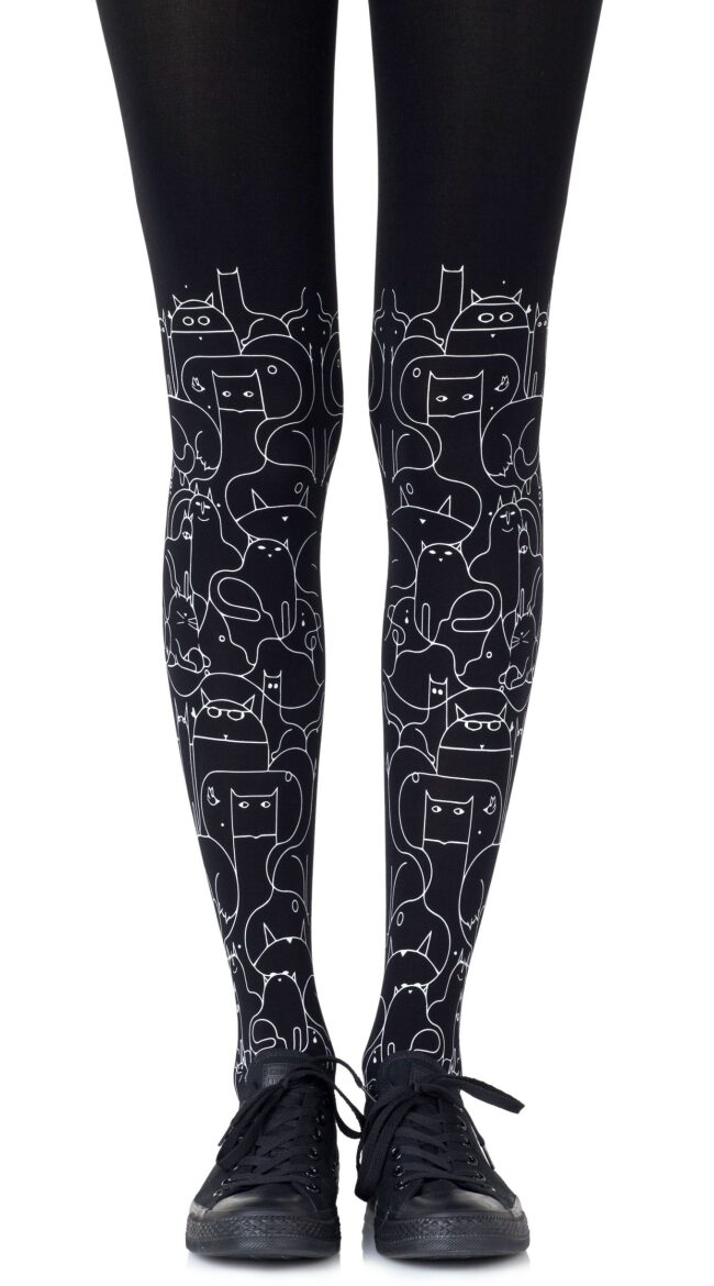 Cat Lady Print Tights