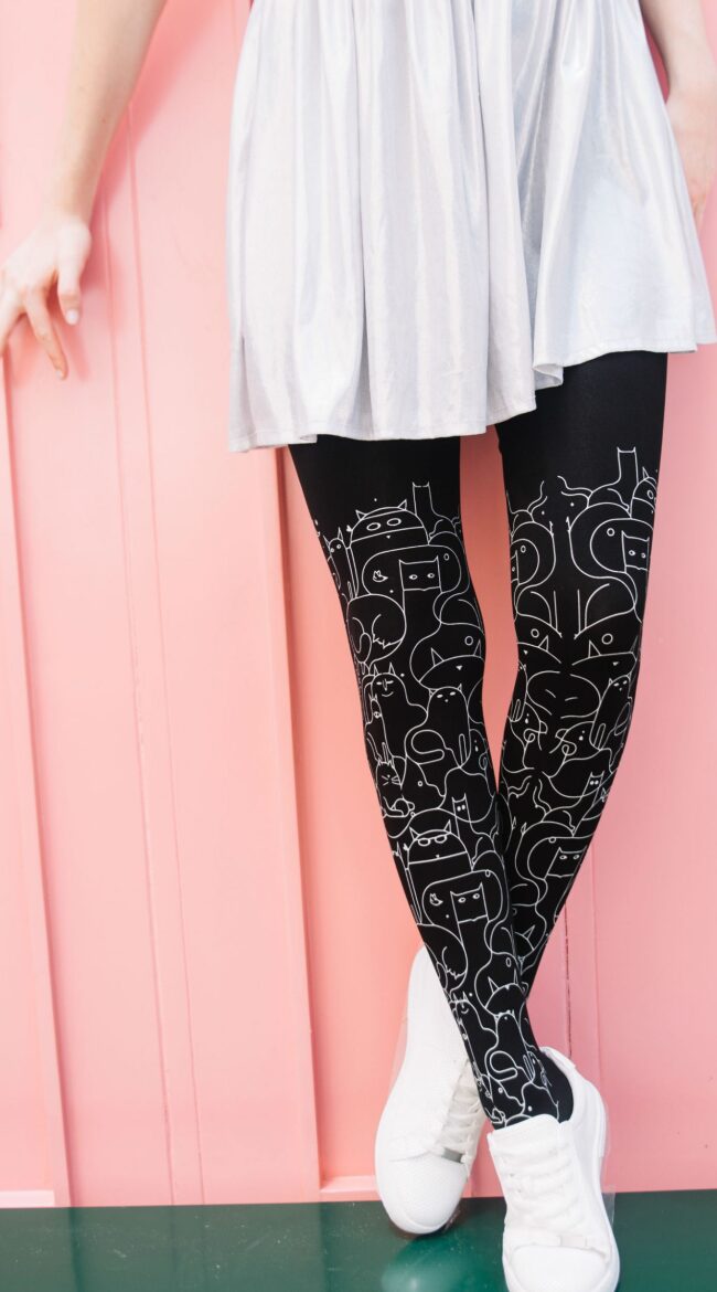 Cat Lady Print Tights