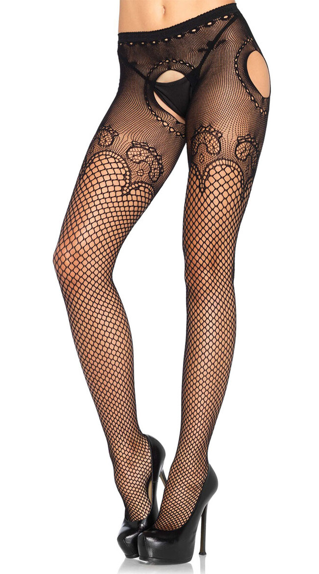 Fishnet & Lace Garter Tights