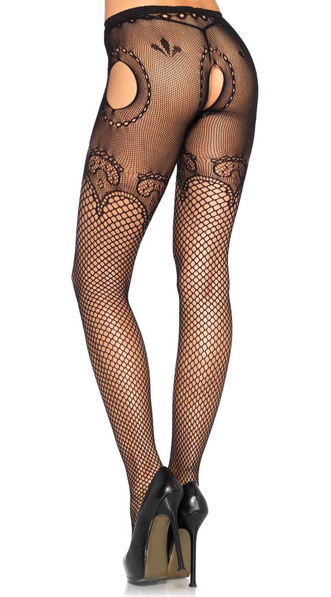 Fishnet & Lace Garter Tights