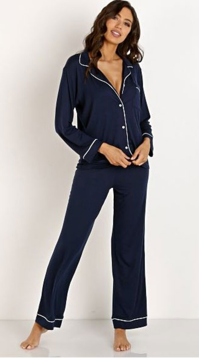 Gisele Navy Long PJ Set | Eberjey | BEDTIME FLIRT