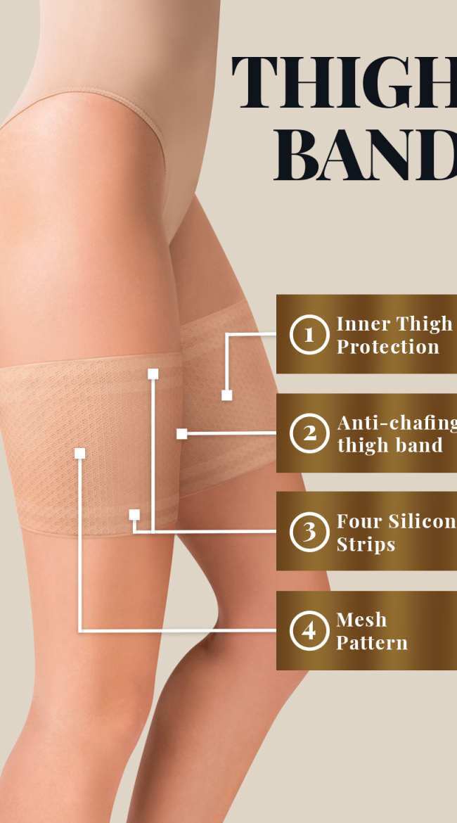 Beige Mesh Thigh Bands