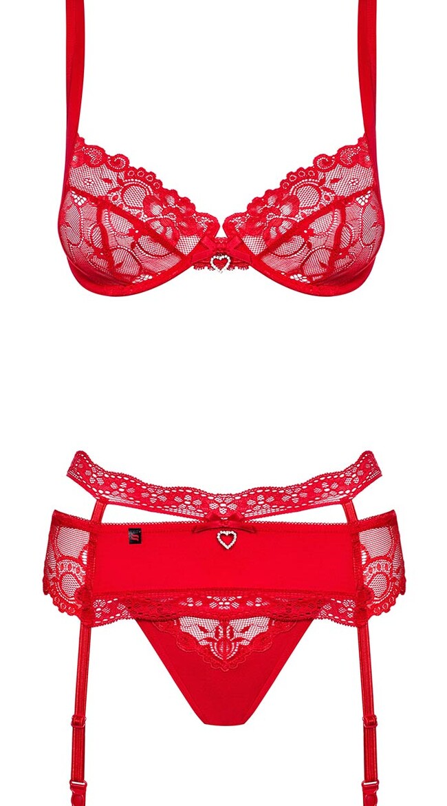 Heartina Sexy Red Bra Set
