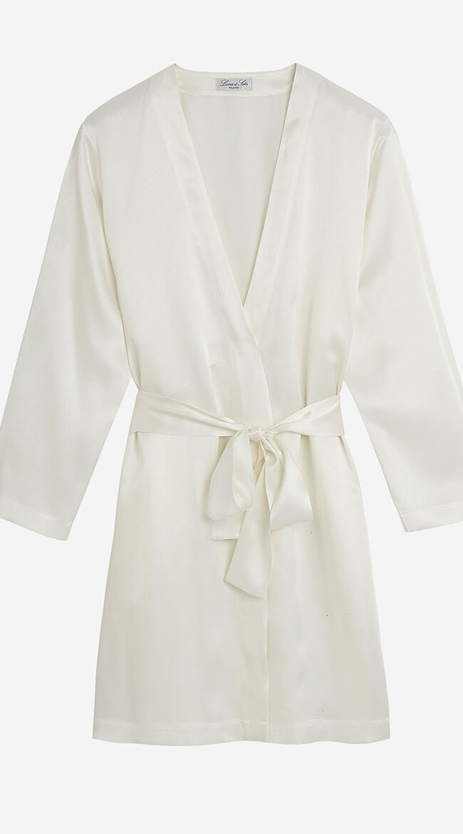 Ivory Silk Short Robe