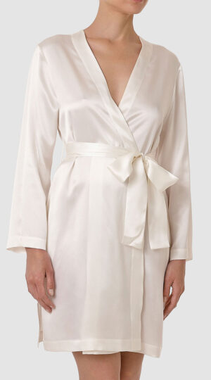 Ivory Silk Short Robe