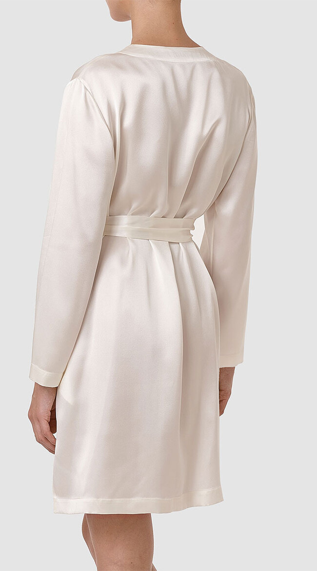 Ivory Silk Short Robe