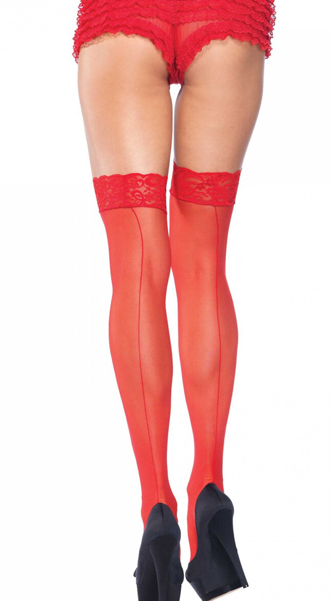 Lace Top Seamed Stockings