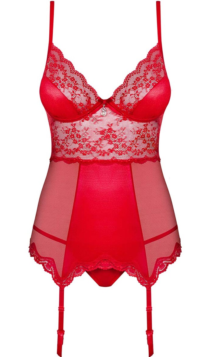 Sexy Red Lingerie Bustier Set Bedtime Flirt