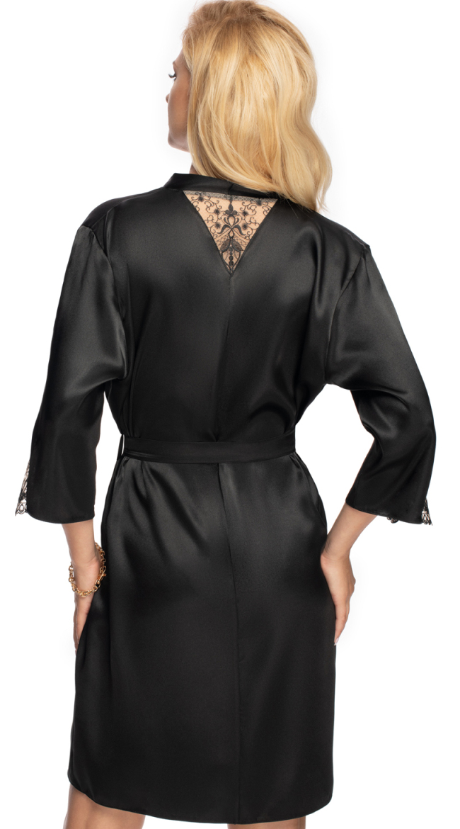 Black Satin Dressing Gown