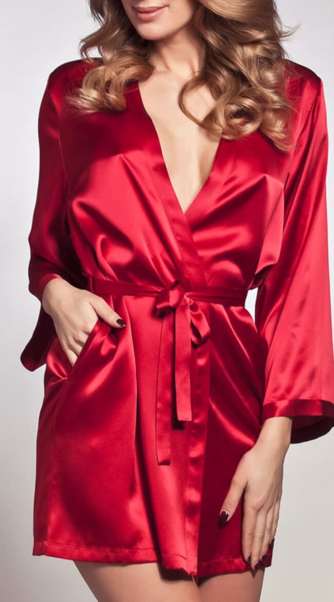 Oda Red Silk Robe