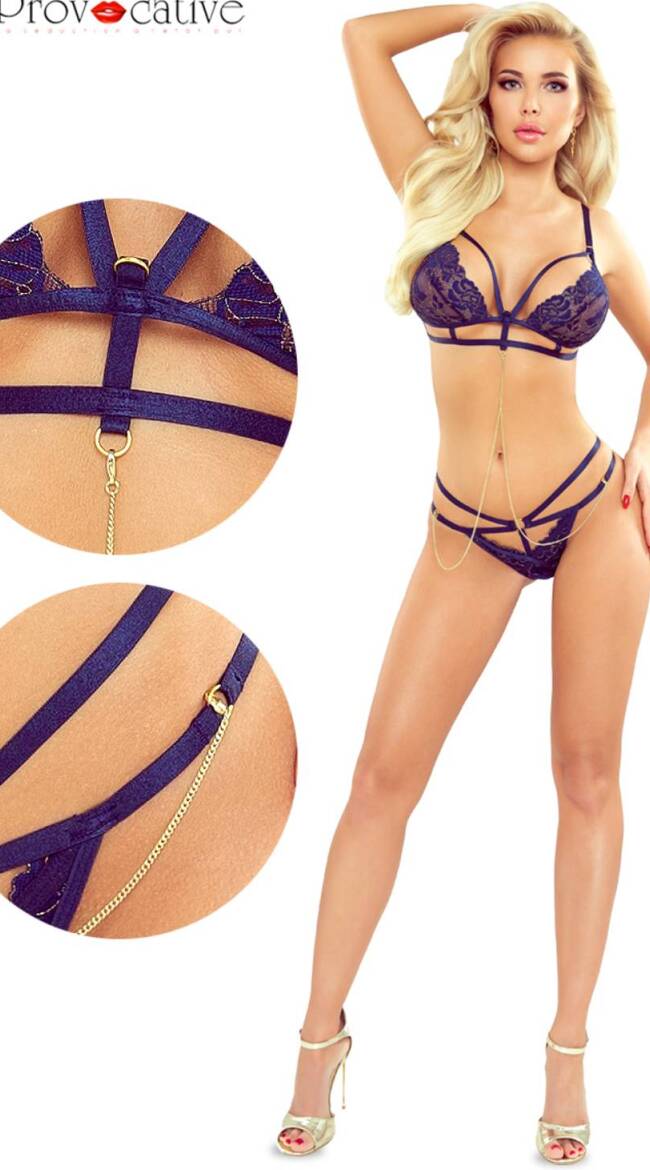 Midnight Temptation Indigo Lace Bra Set