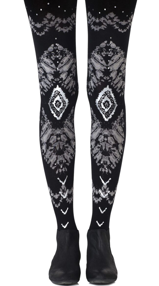 Tie-Dye Denier Metallic Print Tights