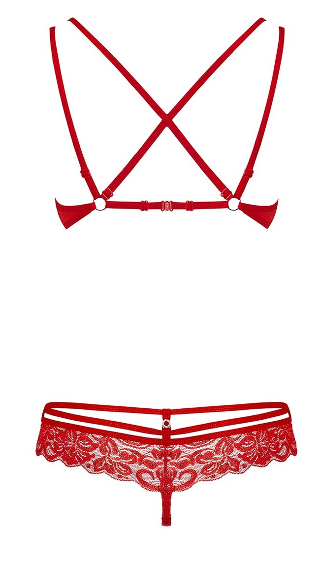 Red Hot Lace Bra Set