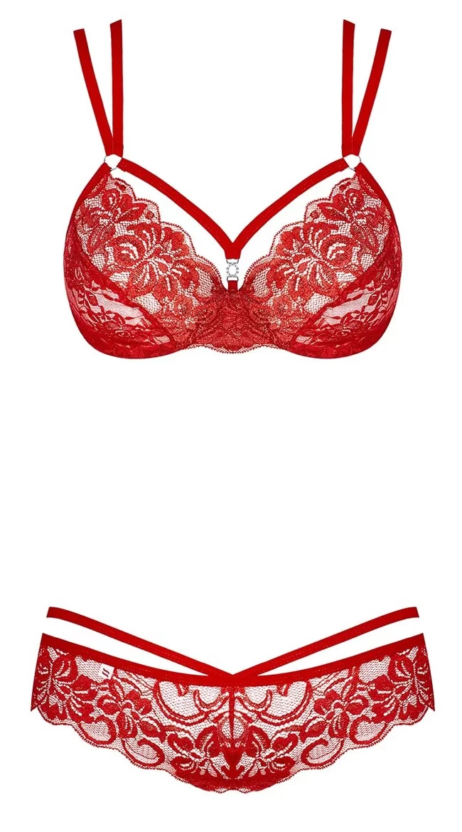 Red Hot Lace Bra Set