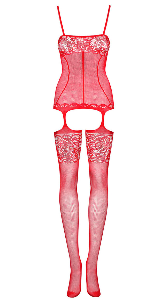 Red Lace Garter Bodystocking