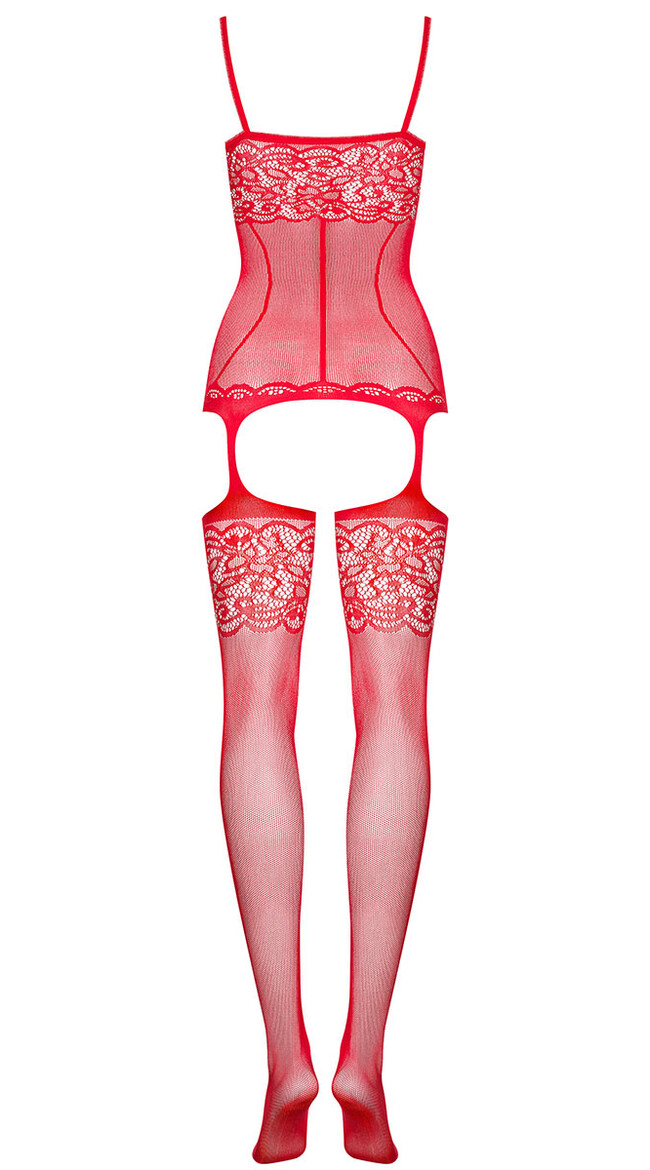 Red Lace Garter Bodystocking