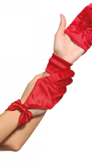 Red Satin Bow Gloves