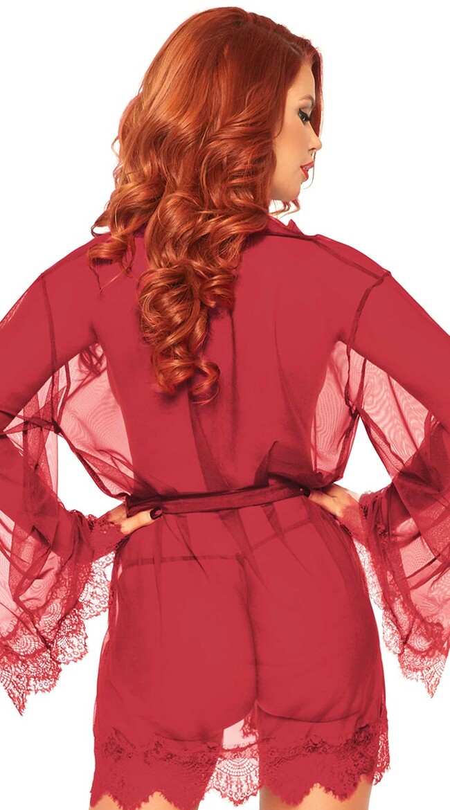 Red Sheer Kimono Robe