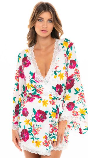 Reina White Floral Robe