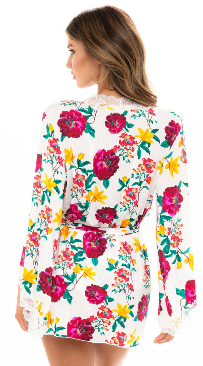 Reina White Floral Robe