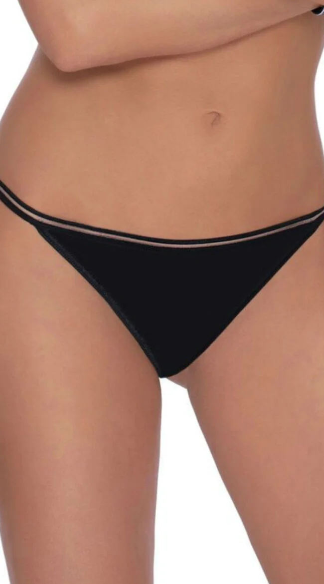 Lea Black Sheer Mesh Thong