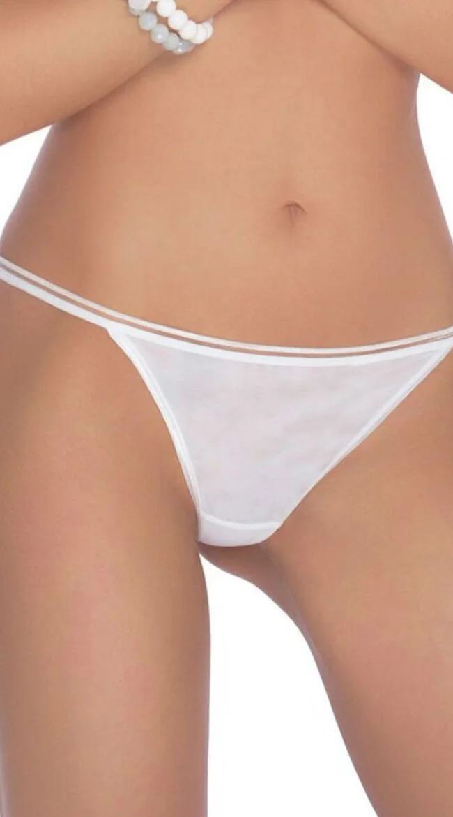 Lea White Sheer Mesh Thong