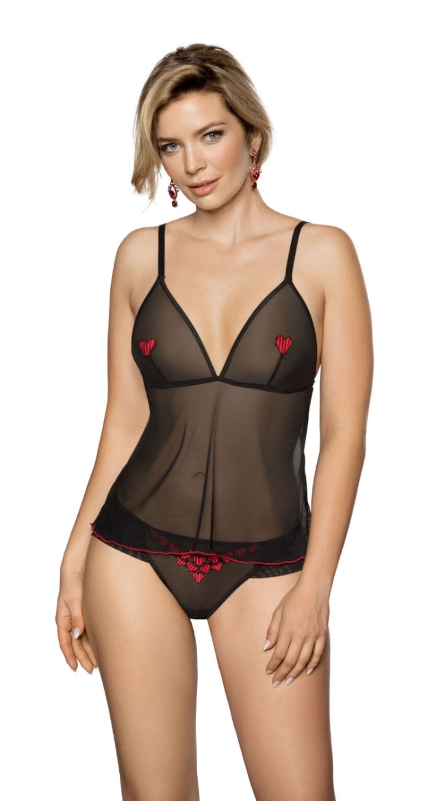 Rubii Sheer Tulle Heart Embroidery Camisole