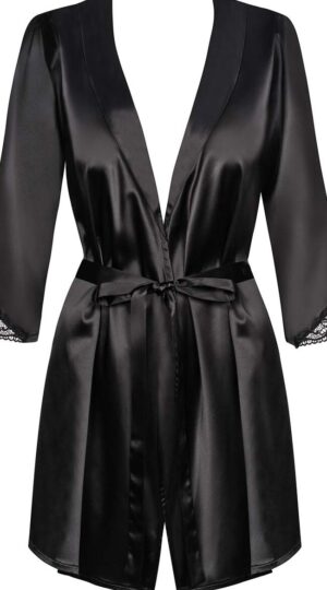 Satinia Black Satin Robe