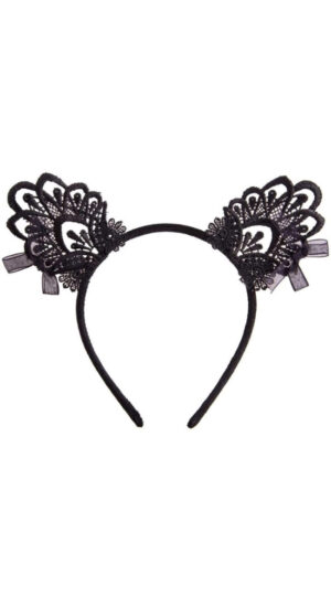 Black Lace Cat Ears Headband