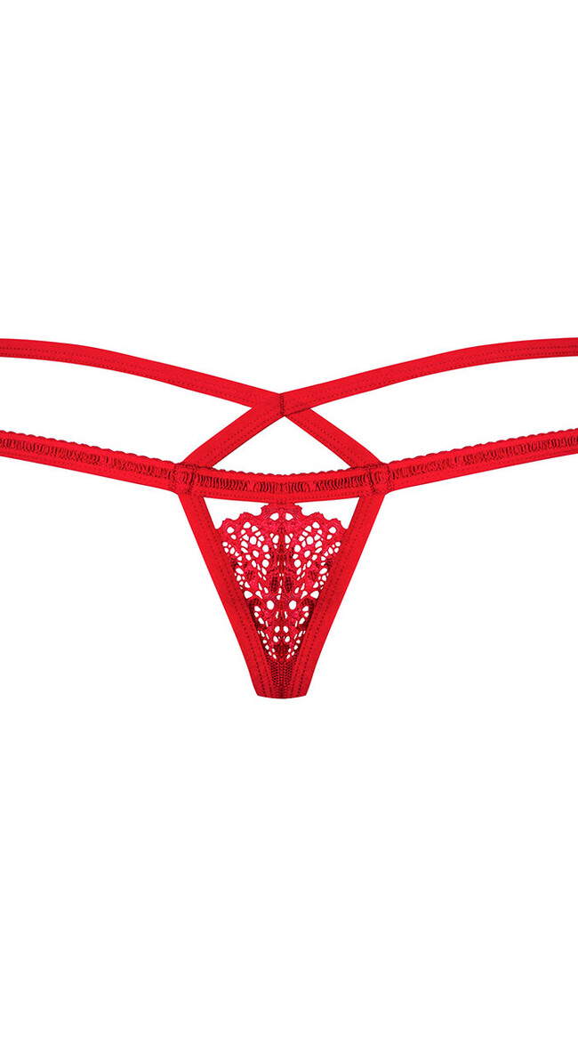 Sexy Red Lace Thong Knickers Bedtime Flirt 