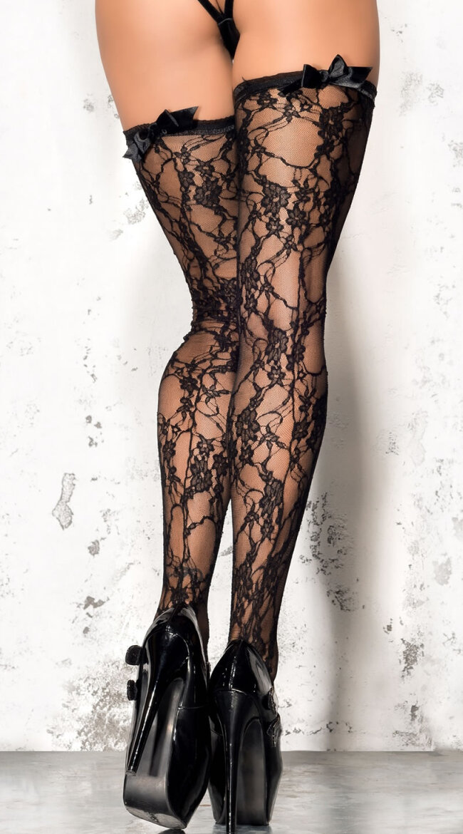 Feisty Bow Lace Stockings