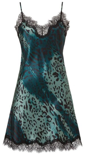 Teal Leopard Silk Chemise