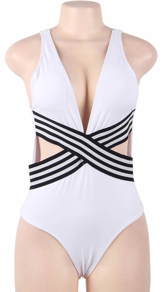 White Plunge Cut-Out Swimsuit